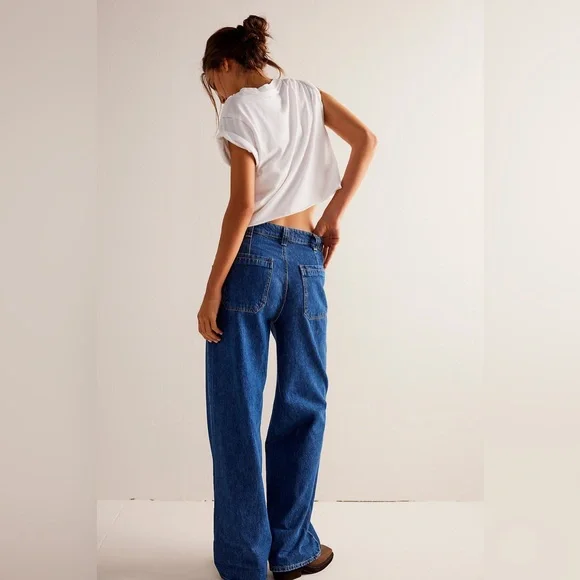 NWT FREE PEOPLE - We The Free Palmer Cuffed Jeans in colour Tunnel Vision - Picture 6 of 7
